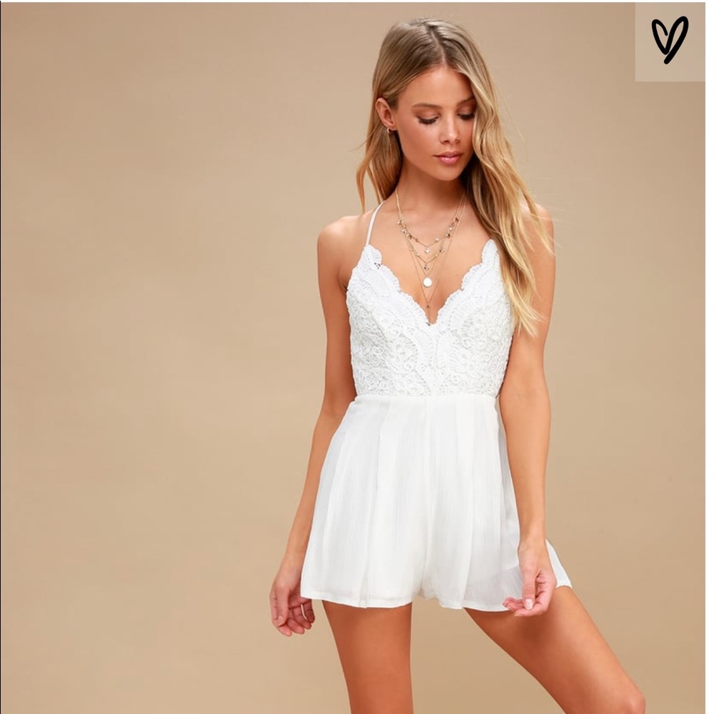 COPY - Star Spangled Ivory Backless Lace Romper